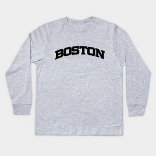 Boston Campus University Black Kids Long Sleeve T-Shirt